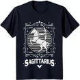 Blue Sagittarius TShirt with Horse and Archer Graphic Design