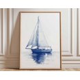 thumbnail image 1 of Blue Sailboat Pointillism Wall Art Print, Unframed Paper Poster 24x36in, 1 of 4