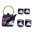 thumbnail image 1 of Blue Sakura Cherry Blossoms With Rabbit Hexagonal Teapot With 4 Tea Cups Set, 1 of 9