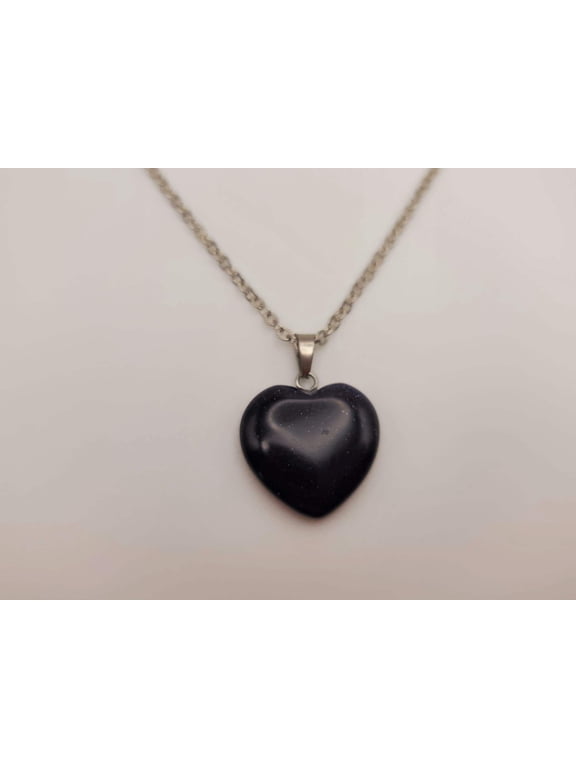 Blue Sandstone Crystal Heart Necklace Trending Pendant Necklace Gift For Her, Handmade Necklace
