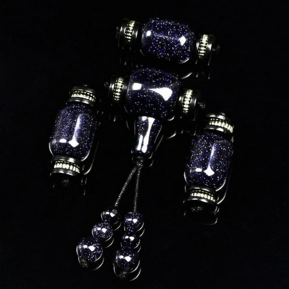 Blue Sandstone Star Moon Bodhi 108 Buddhist Mala Beads Prayer Jewelry