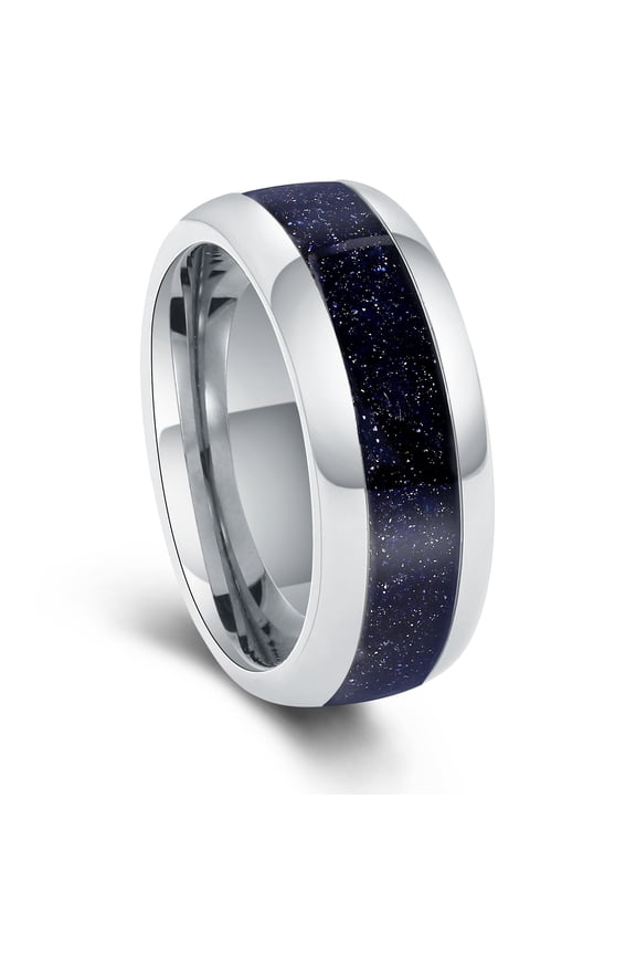 Blue Sandstone Tungsten Ring Engagement Wedding Ring For Men