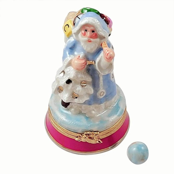 Blue Santa Christmas Collectible Limoges Box Porcelain Figurine