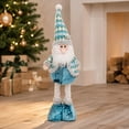 thumbnail image 1 of Blue Santa Standing Figure, Telescoping Christmas Doll Decor, Vintage Plaid Fabric Stretchable Figures, for Xmas Tree Home Party Festive Decor Christmas New Year Gift, Holiday Display Collection, 1 of 6