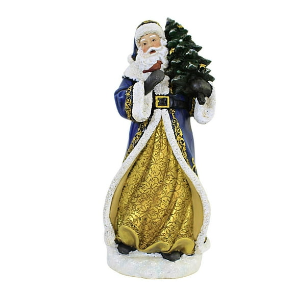 Blue Santa With Animals - One Figurine 10 Inch, Polyresin - Woodland Snow 633344 Bird