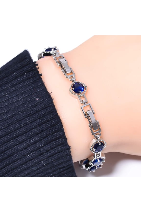 Blue Sapphire 925 Sterling Silver Tennis Bracelet 7.99" B2, New Year Sale, Valentin's Day Gift