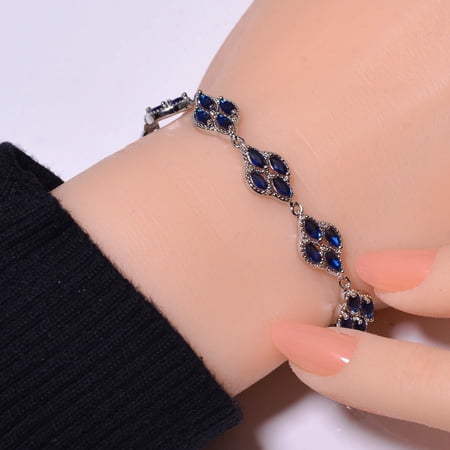 Blue Sapphire - 925 Sterling Silver Tennis Bracelet 8.99" B973468341, New Year Sale, Valentin's Day Gift