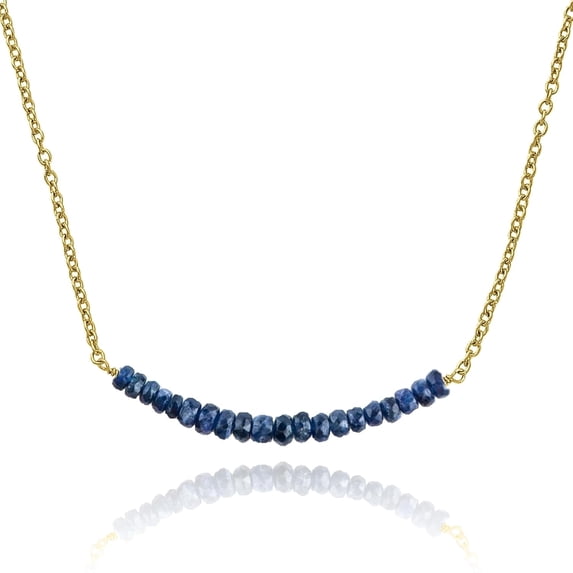 Blue Sapphire Bar Necklace for Women – 925 Sterling Silver 18K Gold Plated Jewelry Gift for Women, September Birthstone Elegant Mother's Day Gifts