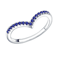 thumbnail image 1 of Blue Sapphire Curved Ring in 925 Sterling Silver - Half Eternity Curved Ring - Birthday Gift For Her, 1 of 4