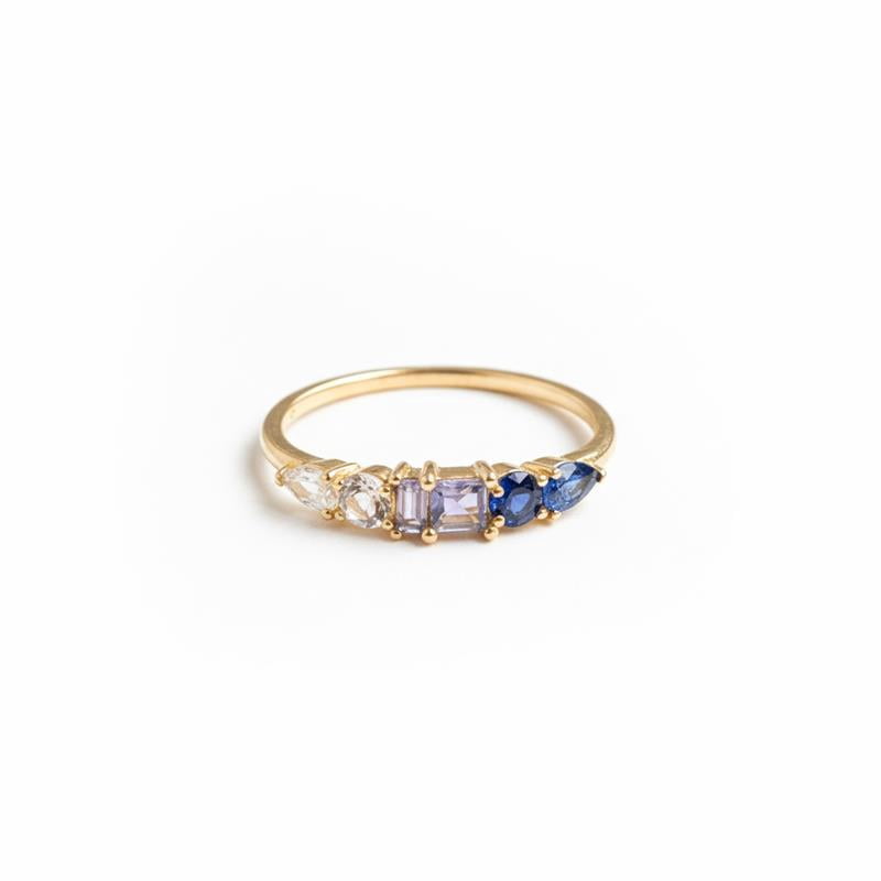 Blue Sapphire & Daimond Stackable Ring, Minimalist Ring, Delicate Ring ...
