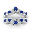 thumbnail image 1 of Blue Sapphire & Diamond Wrap Ring Enhancer in 925 Sterling Silver – Bridal Ring Jacket, September Birthstone, 1 of 1