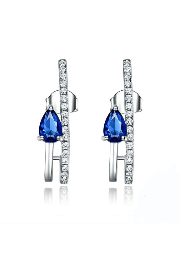 Blue Sapphire Drop Earrings for Women Sterling Silver Ginger Lyne Collection