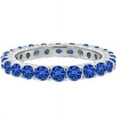 thumbnail image 1 of Blue Sapphire Full Eternity Band Ring Wedding Anniversary 925 Sterling Silver Gemstone Jewelry For Women Gift, 1 of 1