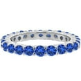 thumbnail image 1 of Blue Sapphire Full Eternity Band Ring Wedding Anniversary 925 Sterling Silver Gemstone Jewelry For Women Gift, 1 of 1