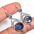 thumbnail image 1 of Blue Sapphire (Simulated) 925 Sterling Silver Handmade Earring 2.07" T2739, Gemstone Silver Jewelry, New Year Sale, Valentin's Day Gift, 1 of 1