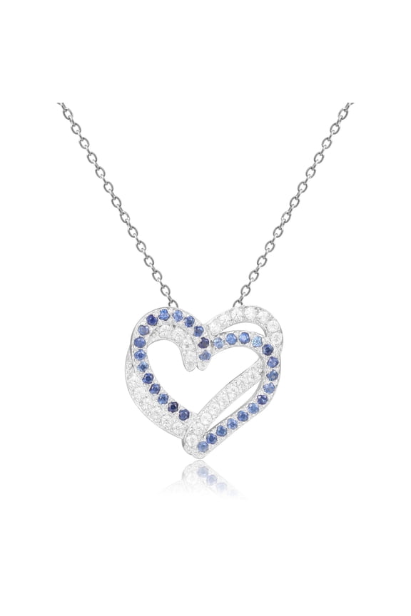 Blue Sapphire Open Heart Necklace