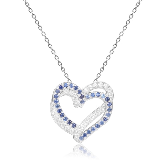 Blue Sapphire Open Heart Necklace