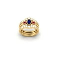 thumbnail image 1 of Blue Sapphire, Red Ruby, and Moissanite Enhancer Guard Wrap Wedding Band for Women, 14K Yellow Gold Plated, 1 of 2