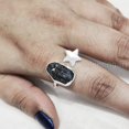 thumbnail image 1 of Blue Sapphire Ring, Rough Blue Sapphire Ring, September Birthstone, Star Adjustable Ring, 925 Sterling Silver, Womens Ring, Christmas, Thanksgiving, Handmade, Statement Jewelry, Rough Gemstone Jewelry, 1 of 5