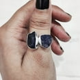 thumbnail image 1 of Blue Sapphire Ring, Rough Blue Sapphire Ring, September Birthstone, Adjustable Ring, 925 Sterling Silver, Womens Ring, Christmas, Thanksgiving, Handmade, Statement Jewelry, Rough Gemstone Jewelry, 1 of 4