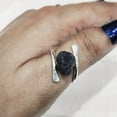 thumbnail image 1 of Blue Sapphire Ring, Rough Blue Sapphire Ring, September Birthstone, CROSS Band Ring, 925 Sterling Silver, Womens Ring, Christmas, Thanksgiving, Handmade, Statement Jewelry, Rough Gemstone Jewelry, 1 of 5