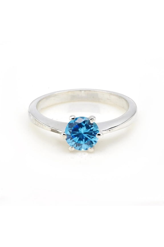 Blue Sapphire Round cut gemstone engagement ring 925 sterling silver ring