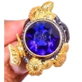 thumbnail image 1 of Blue Sapphire (Simulated) 925 Sterling Silver Two Tone Gold Plated Ring 8 R77, 1 of 1