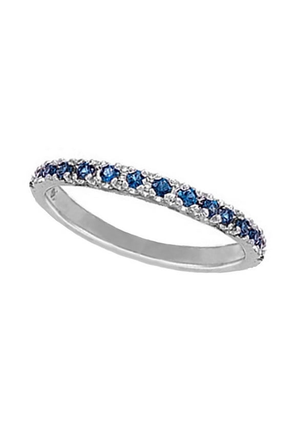 Blue Sapphire Stackable Ring Anniversary Band in Palladium