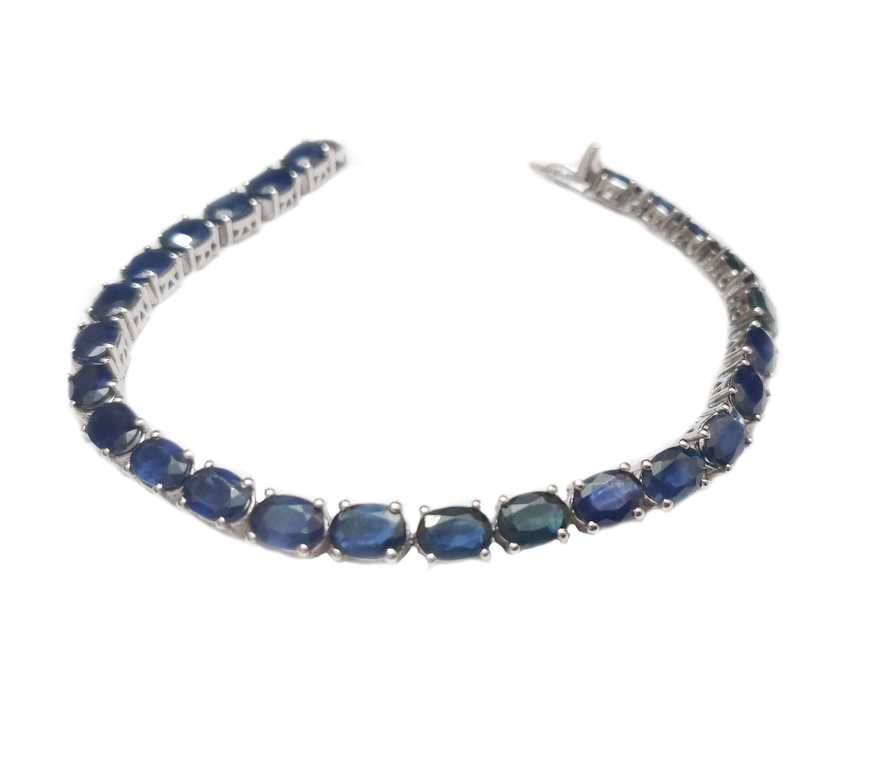 Blue Sapphire Tennis Bracelet 26 Ct Sapphire Tennis Bracelet 925