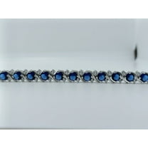 Blue Sapphire Tennis Bracelet In Silver 925 with 14k Gold Plated gift for her man women