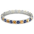 thumbnail image 1 of Blue Sapphire With Citrine Round 2.50 MM Eternity 925 Sterling Silver Women Stacking Ring, 1 of 5