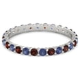 thumbnail image 1 of Blue Sapphire With Garnet Round 2.50 MM Eternity 925 Sterling Silver Women Stackable Ring, 1 of 4