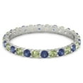 thumbnail image 1 of Blue Sapphire With Peridot Round 2.50 MM Eternity 925 Sterling Silver Women Stackable Ring, 1 of 4