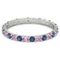 thumbnail image 1 of Blue Sapphire With Pink Spinel Round 2.50 MM Eternity 925 Sterling Silver Women Stackable Ring Size US- 7, 1 of 5