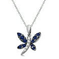 thumbnail image 1 of Blue Sapphire and Diamond Dragonfly Pendant 14K White Gold (0.40ctw), 1 of 1