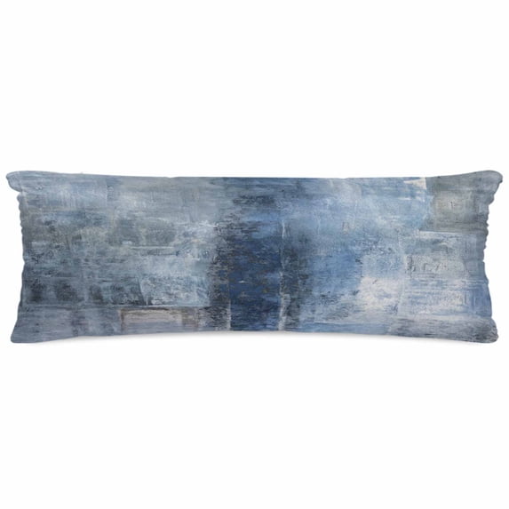 Blue Satin Pillowcase for Hair and Skin with Zipper, Soft Breathable Cooling Silk Pillow Cases, Retro Oil Painting Modern Abstract Art Aesthetics Body Pillow Covers Bed Pillows 20"x54"