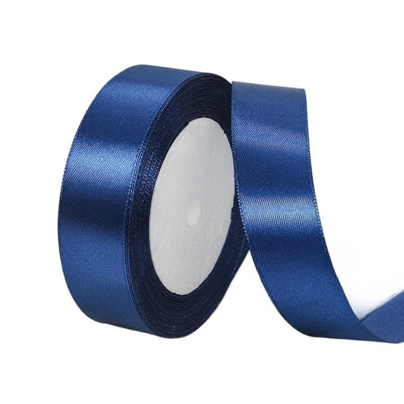 Blue Satin Ribbon 1 Inch 24 Yards Navy Solid Dark for Gift Wrapping