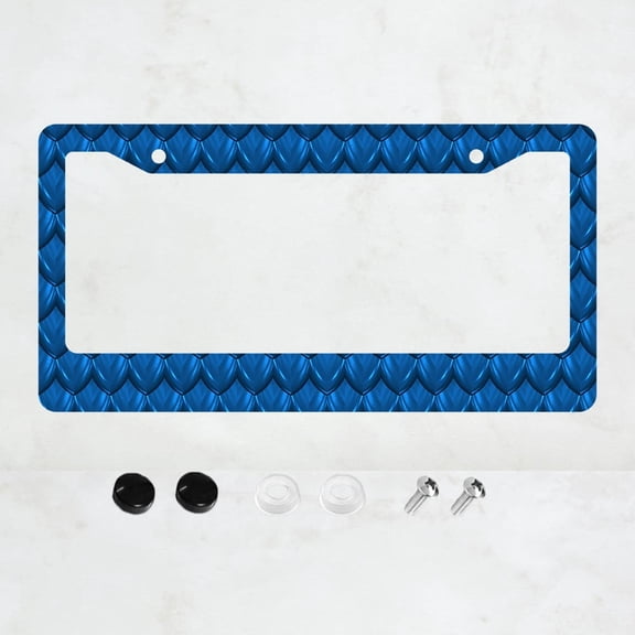 Blue Scale Print License Plate Prame Aluminium Rust-Proof Auto Parts License Plate Decorative Screws Fit Standard 2 Holes 1 U.S. License Plate, 12.2x 6.3 Inch