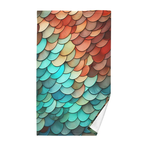 Blue Scales Cotton Face Towels Soft Hand Towel Absorbent Bathroom Towel for Kitchen Hotel Decoration