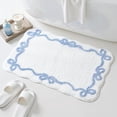 Blue Scalloped Bath Mat - Cute Bow Bathroom Rugs Small Non Slip Bath ...