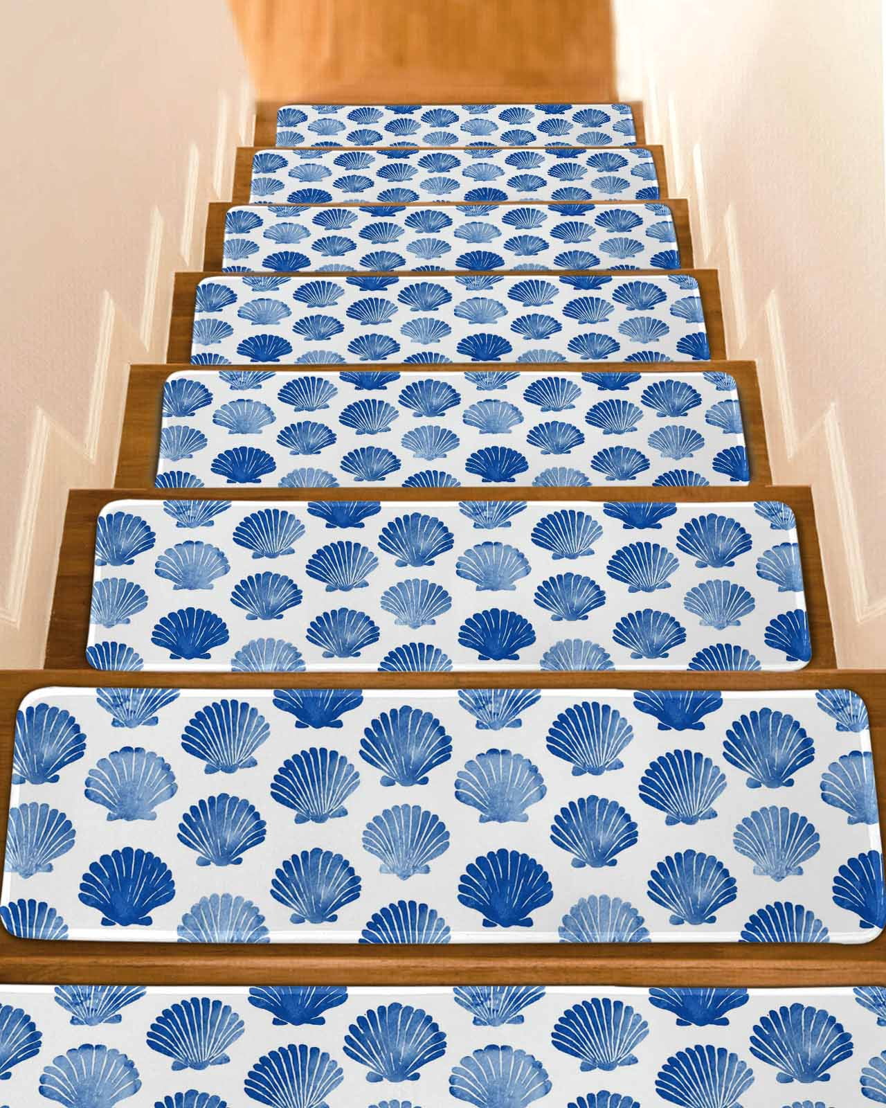 Blue Scallops Shell Stair Treads Sea Ocean Coastal Nature Summer Indoor ...