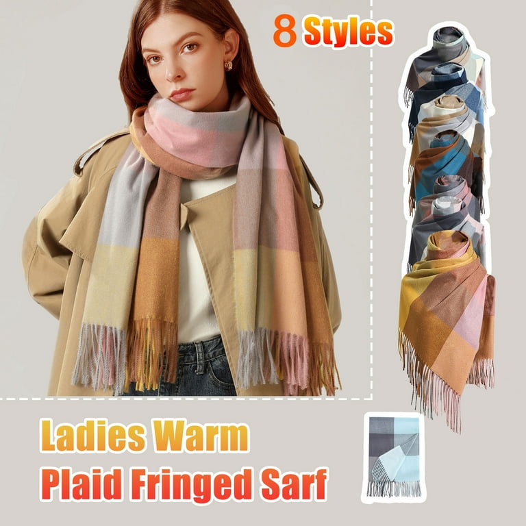 Blue Scarf Shawl Ladies Scarf Striped Color Plaid Shawl Elegant Ladies Style Warm Comfortable and Winter Scarf on Sale Gifts for Man Walmart