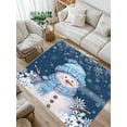 thumbnail image 1 of Blue Scarf Snowman with Cap Scarf Area Rug for Bedroom 3x5 Ft Christmas Xmas Blue Snowflake Super Soft fuzzy Throw Rug Non-Slip Fluffy Plush Indoor Floor Carpet for Living Room Nursery Home Decor, 1 of 8