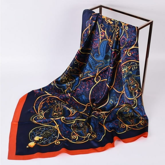 Blue Scarf Women Headband Scarves Silk Feeling Bandana Boho Printed Square Scarf Bandanas