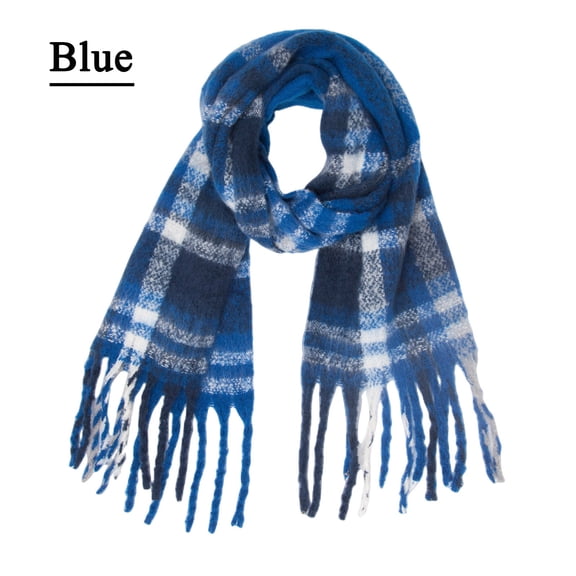 Blue Scarf for Women Thermal Scarf for Women Fall Winter Scarf Classic Tassel Plaid Scarf Warm Soft Chunky Large Blanket Wrap Shawl Scarves 1 Pack Warm Scarf on Sale Clearance