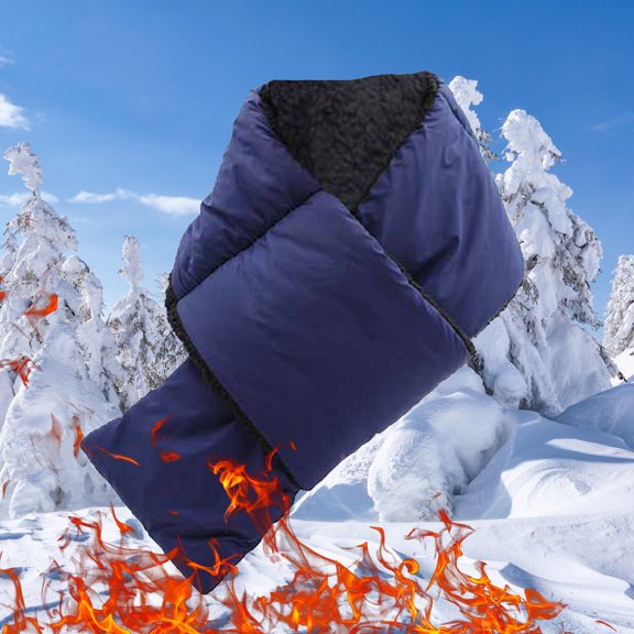 Blue Scarfs Scarf Adult Winter Solid Neck Protection Outdoor Windproof and Warm Down Cotton Scarf