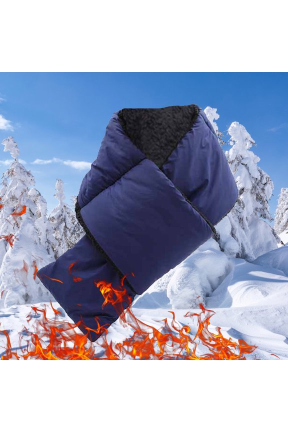 Blue Scarfs Scarf Adult Winter Solid Neck Protection Outdoor Windproof and Warm Down Cotton Scarf