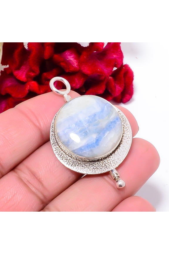 Blue Scheelite - Turkey Designer Handmade 925 Sterling Silver Pendant 1.95 Sku2, Blue Pendant, Natural Gemstone Pendant