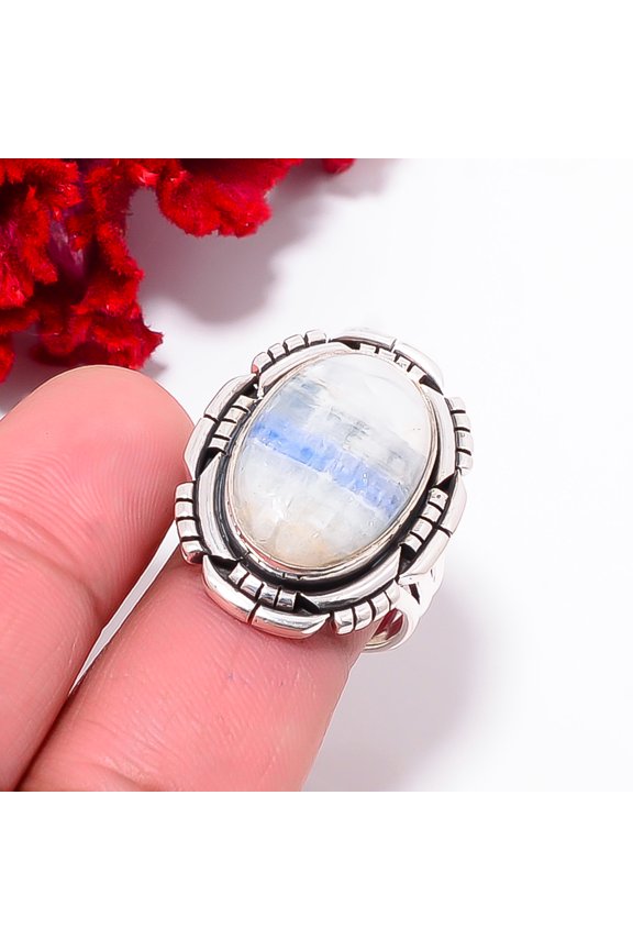 Blue Scheelite - Turkey Designer Handmade 925 Sterling Silver Ring S.9 R10266, Christmas Gift