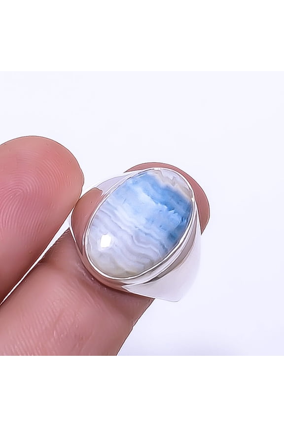 Blue Scheelite - Turkey Gemstone 925 Sterling Silver Ring S.9 R_9492_280_18, Gemstone Jewelry, Birthday Gift, Christmas Gift